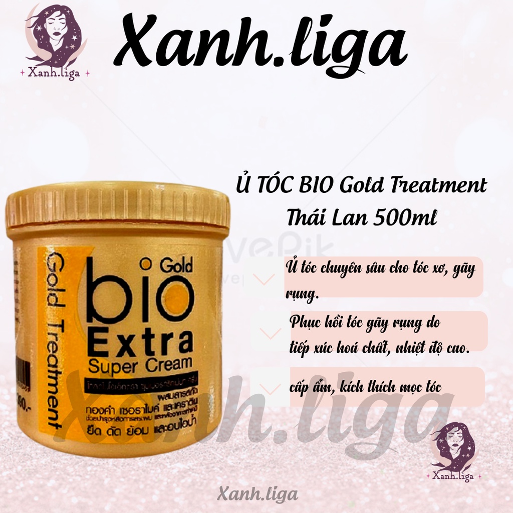 Dầu xả siêu mềm mượt phục hồi tóc hư tổn Biotin Gold - Ủ tóc BIO Gold Treatment Thái Lan 500ml Xanh.liga