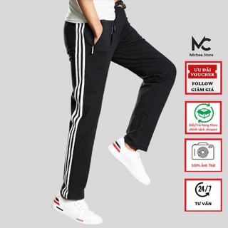 Quần Thể Thao Nỉ 3 Sọc Cho Cả Nam và Nữ MC22(40-82kg) Form Chuẩn, Chất Dày Đẹp