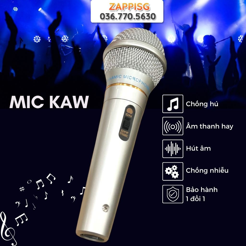 Mic Hát Karaoke, Micro Có Dây Kaw Phiên Bản Mới Chống Hú, Lọc Âm Cực Tốt – Bảo Hành uy tín
