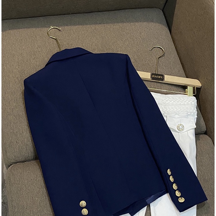 Áo khoác vest blazer nữ màu xanh đen túi cơi ngưc QUYNH DESIGN AV014