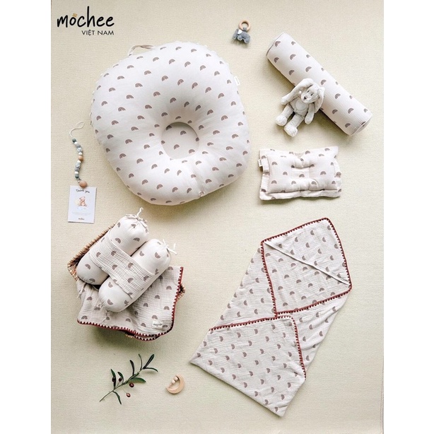 MOCHEE- Set bộ gối chống trào, gối ôm ,gối đầu ,chăn ủ cho bé