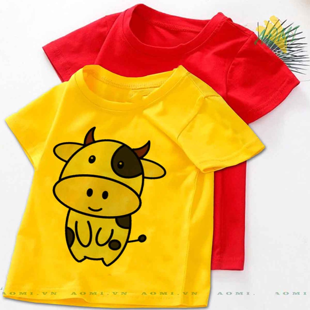 ÁO THUN bò sữa milk UNISEX PHÔNG VÀNG TAY NGẮN NAM NỮ GIA ĐÌNH CẶP ĐÔI SIZE TRẺ EM BÉ TRAI GÁI AOMIVN