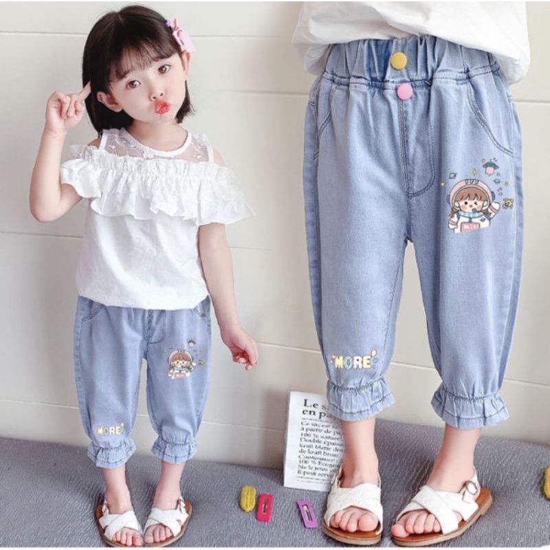 Quần bò giấy hình cute cho bé gái