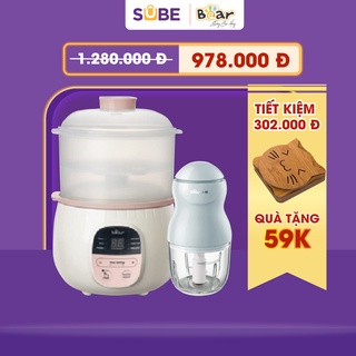 Mua Combo Nồi Nấu Chậm 0 8L Bear  SUBE001 + Máy Xay Ăn Dặm 0 3L Bear B03V2 nấu cháo  chưng yến  đồ ăn dặm  tiện dụng