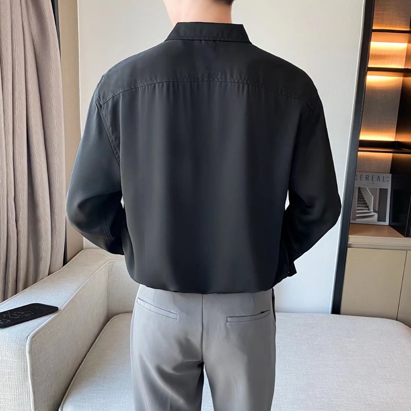 Áo Sơ Mi Nam Dài Tay Màu Sắc Tươi Sáng Phong Cách Hàn Quốc 4 Màu Size M-2XL