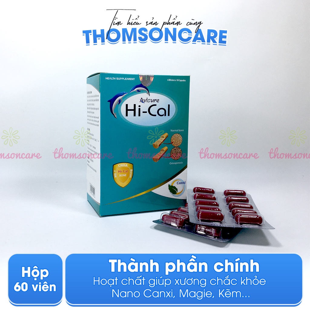 Bổ sung Canxi Nano dạng hữu cơ cho bà bầu và cho con bú, giảm tê tay chân - Avisure Hical Hộp 60 viên