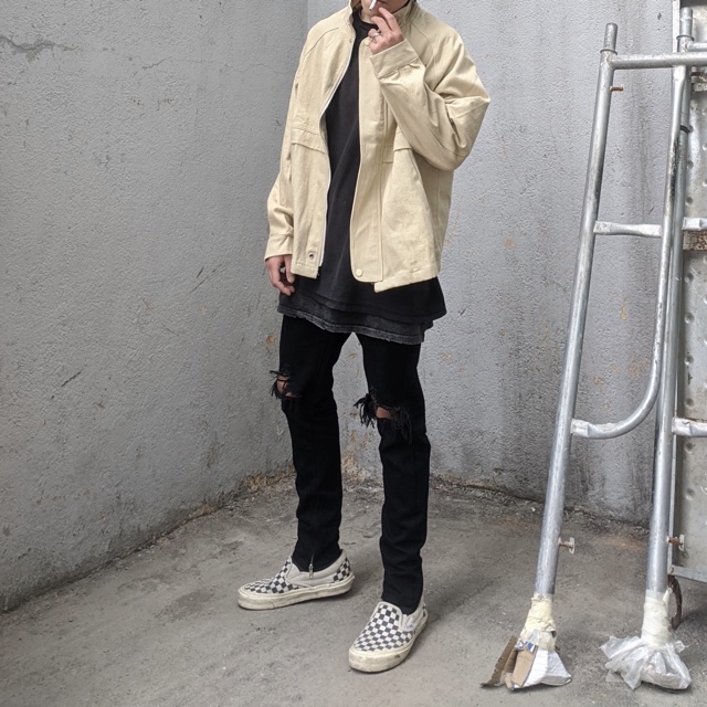 Quần skinny đen rách gối có zipper phong cách FOG, Jerry Lorenzo, Justin Biebier