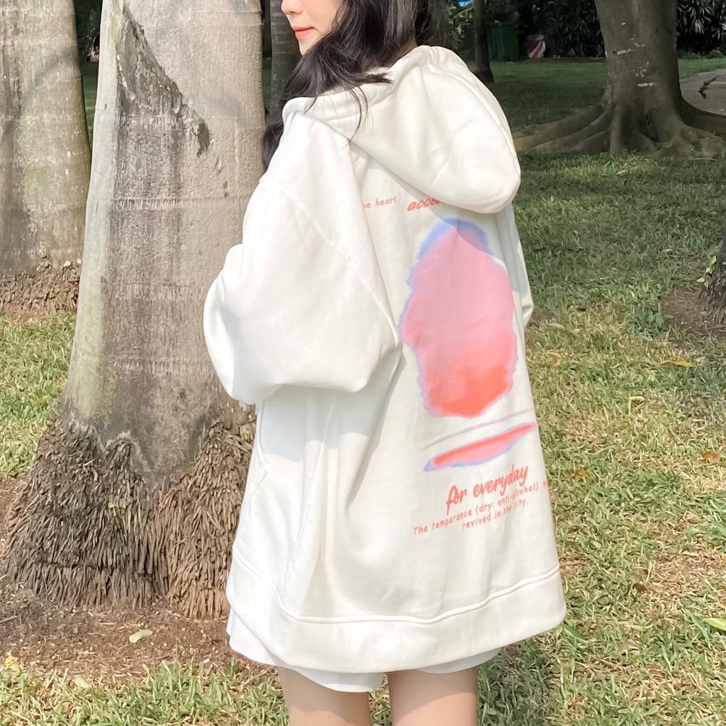 Áo Khoác Hoodie FOR EVERYDAY Nam Nữ Unisex Form Rộng Phối Zip Unisex DAY Vải Nỉ Bông dày dặn GIDI