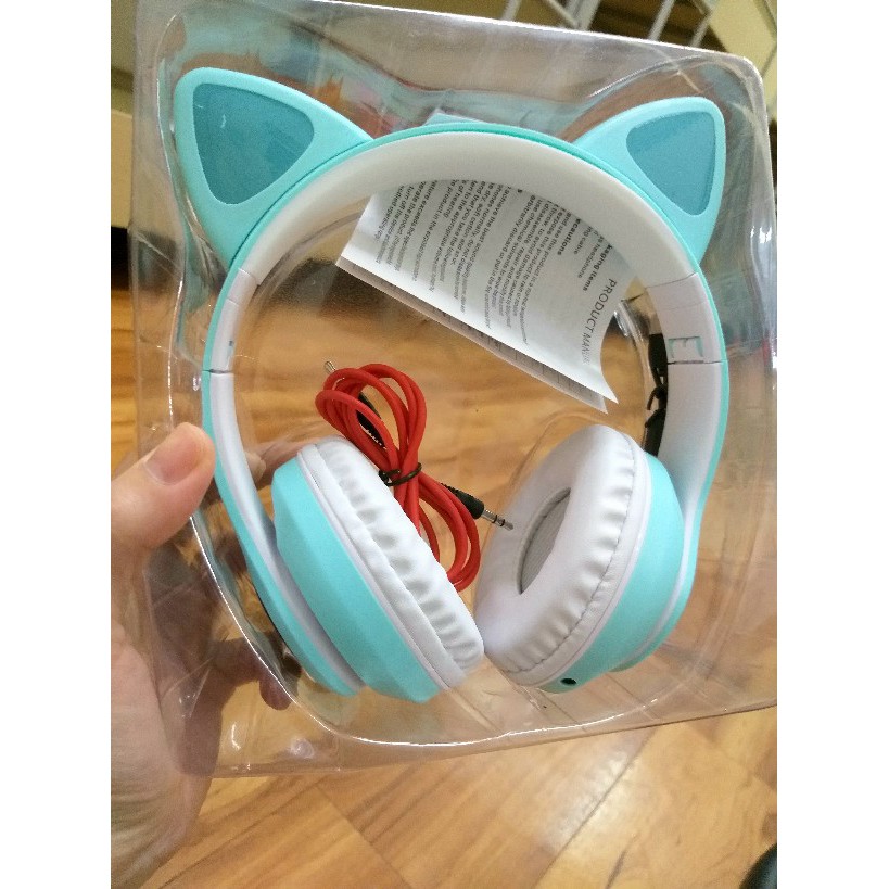 Headphone Bluetooth Tai Mèo Cao Cấp Có Mic, Tai Nghe Tai Mèo Không Dây Chụp Tai Siêu Dễ Thương Có Đèn Led Cute - ENZO