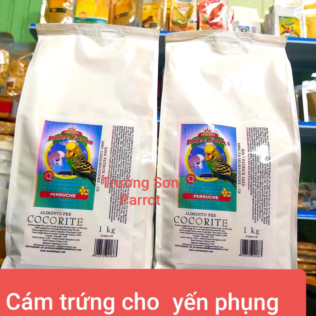 Cám trứng cho vẹt yến phụng (hàng nhập Ý) và các dòng vẹt cùng size..gói nguyên 1kg