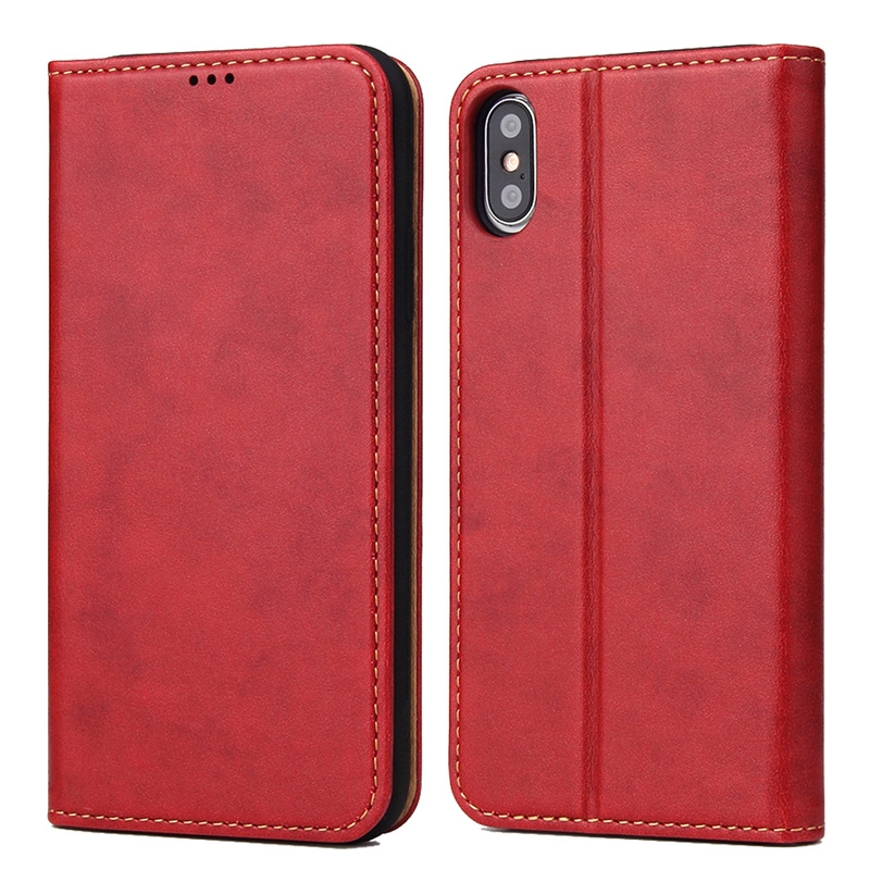 Ốp điện thoại da thật nắp gập nam châm có ngăn đựng thẻ tiện dụng hợp thời trang cho Iphone X | BigBuy360 - bigbuy360.vn