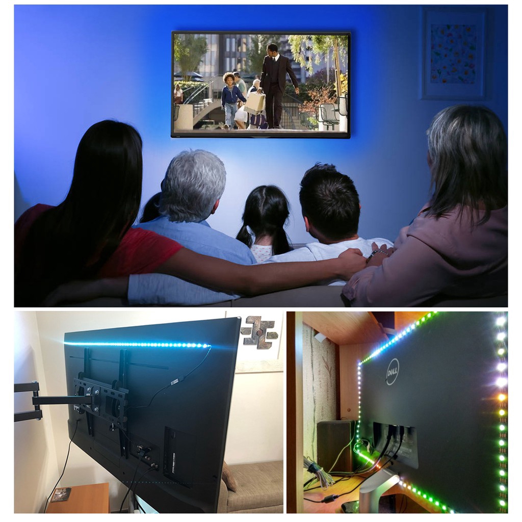 Dải đèn led 5050 Rgb Dc5v cổng USB trang trí TV chất lượng