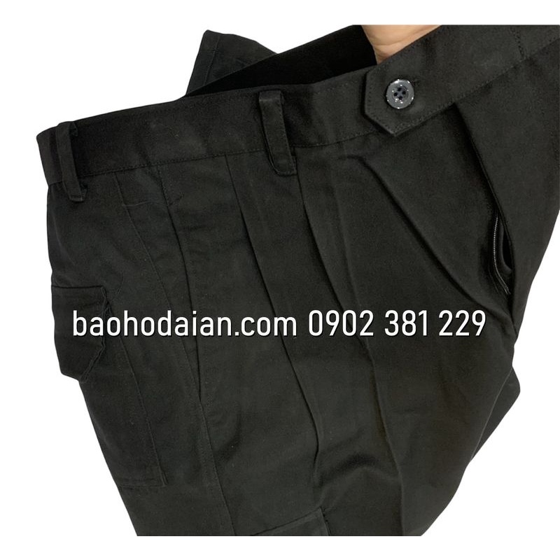 Quần bảo vệ túi hộp kaki thành công màu đen