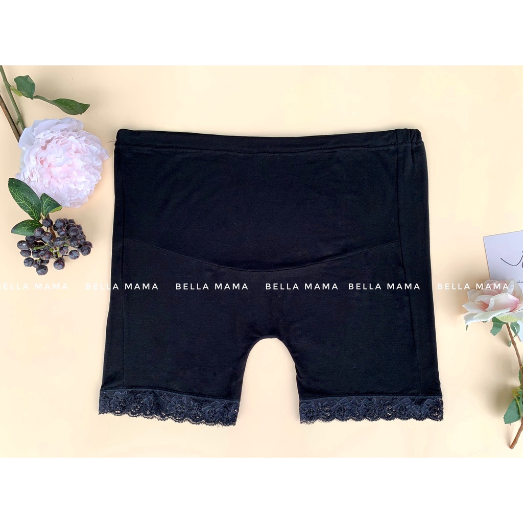 Quần đùi bầu quần mặc trong váy bầu cạp cao cạp chéo cotton co dãn mềm mại chung chỉnh bụng freesize Bella Mama Q812