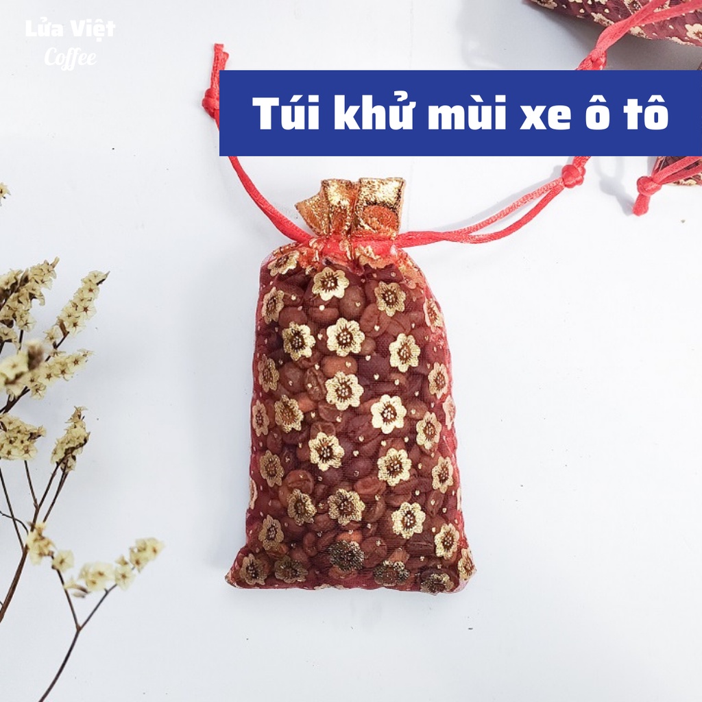 Khử mùi ô tô nhà vệ sinh Tủ Lạnh giày và tủ vải quần áo bằng túi hạt cà phê Robusta vải voan 50gr túi thơm lâu | BigBuy360 - bigbuy360.vn