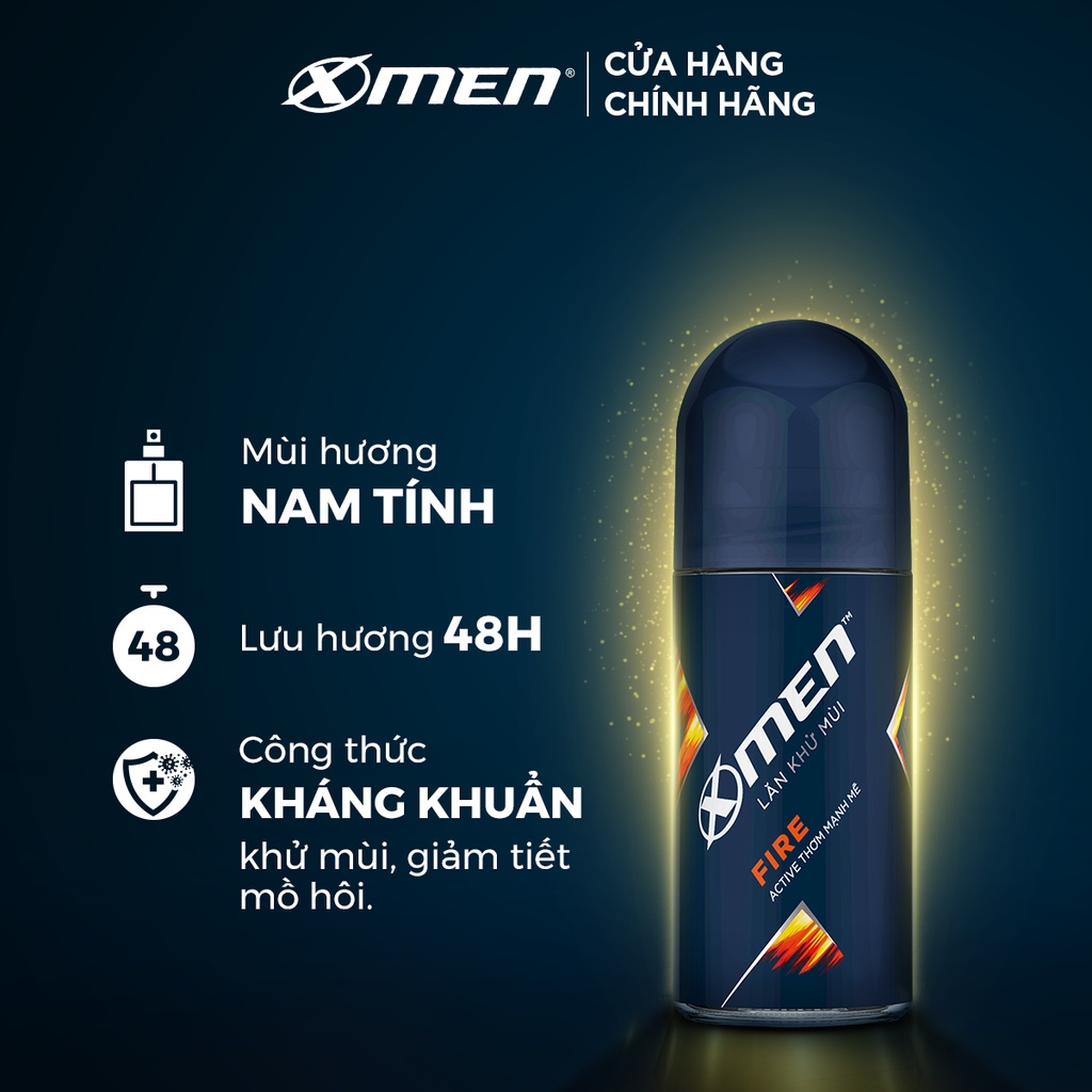 [Mã COSMEN giảm 8% đơn 250K] Lăn khử mùi X-men Fire 50ml