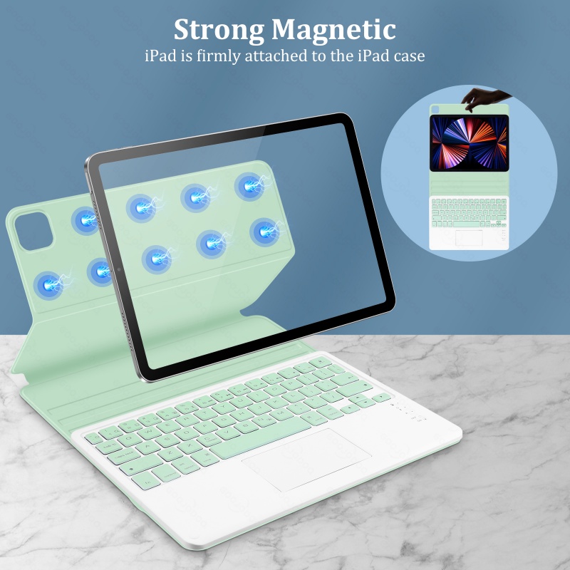 Bao da máy tính bảng Goojodoq tích hợp bàn phím Bluetooth và bàn di chuột
