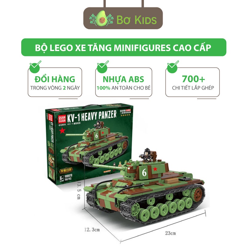 Đồ chơi lắp ráp xếp hình xe tăng quân sự Minifigures phát triển trí tuệ chất liệu cao cấp