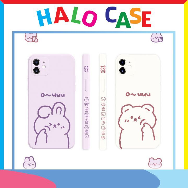 Ốp lưng - Ốp iphone vuông cạnh hình gấu thỏ ou 6plus/6s/6splus/7/7plus/8/8plus/x/xr/xs/11/12/pro/max/plus...