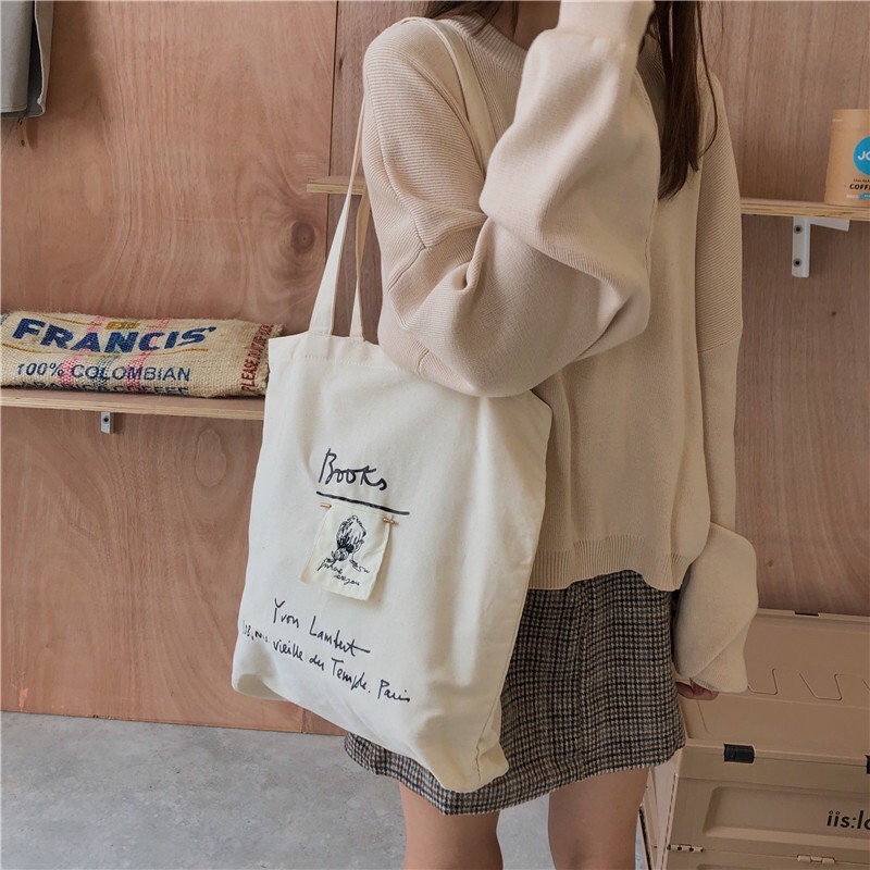 Túi tote vải mềm vải canvas BOOKS  thời trang ulzzang đi chơi đi học CAM SHOP