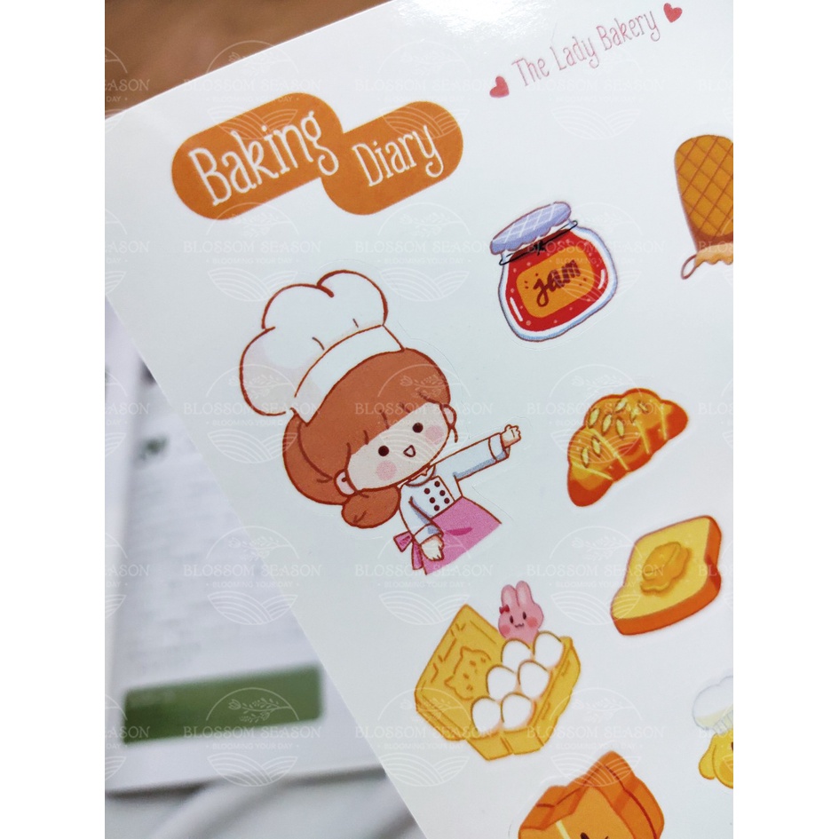 [STICKER] Nhãn dán hình các loại bánh mì dễ thương Baking Diary - Blossom Season