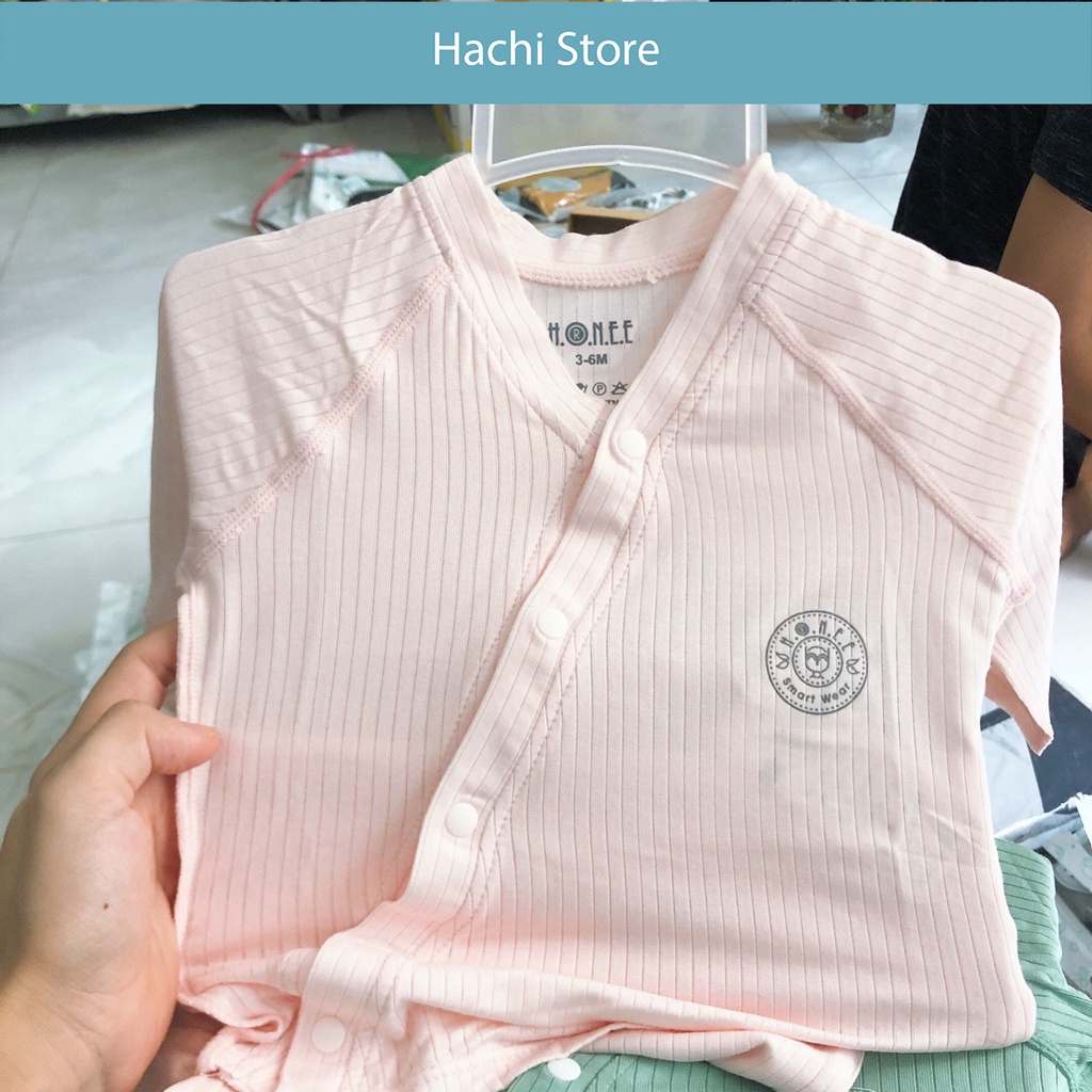 Set sơ sinh Kimono cài lệch dài tay cao cấp chính hãng HRNEE cho bé trai/gái - vải modal siêu mịn - size 0-6 tháng