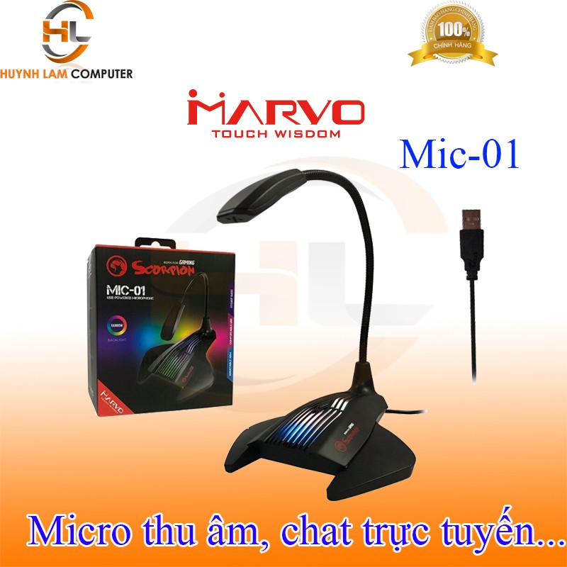 Micro thu âm chat trực tuyến Marvo Mic-01 Led đàm thoại trực tuyến ghi âm hát karoke