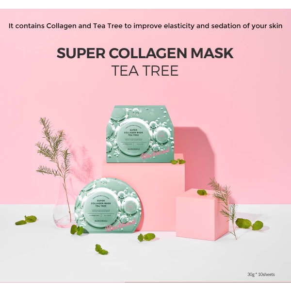 Hộp 10 Mặt Nạ Dưỡng Âm, Ngừa Mụn Banobagi Super Collagen Tea Tree Blackhead Mask 10x30ml
