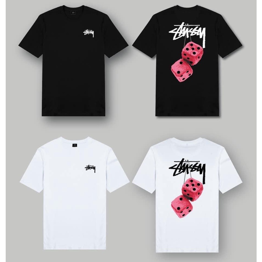 Áo Thun Unisex Stussy Xúc Sắc Hồng
