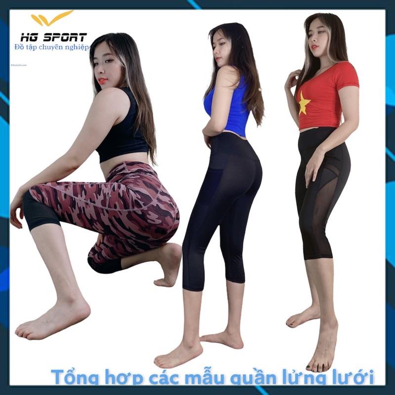 Quần lửng phối lưới, tổng hợp các mẫu quần lửng tập Gym, yoga, Thể thao nữ, hàng thiết kế độc đáo, cá tính Hg Sport