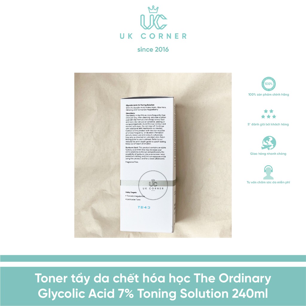 Toner tẩy da chết The Ordinary Glycolic Acid 7% Toning Solution 240ml