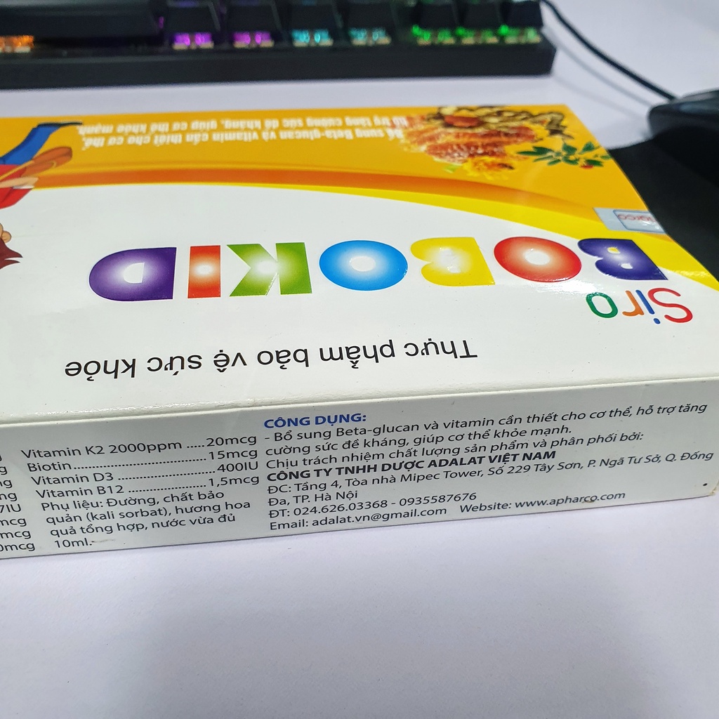 Bổ sung beta-glucan, Kẽm, Vitamin cần thiết cho cơ thể. Siro BOBOKID hộp 20 ống