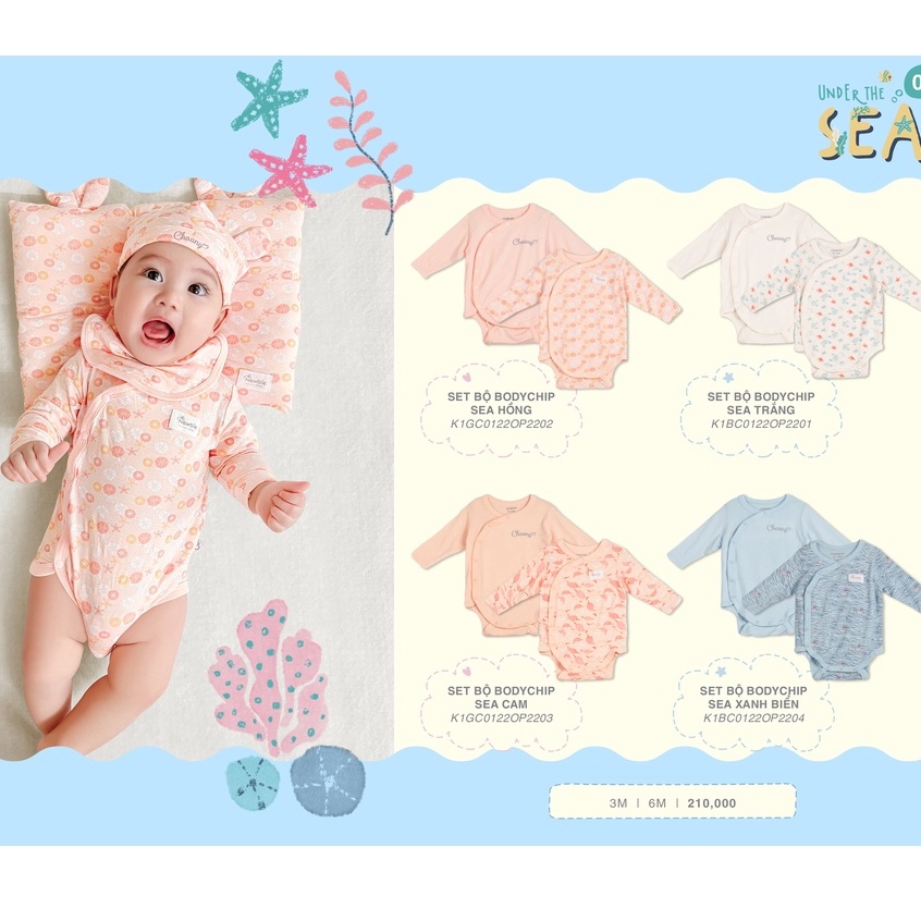 Set bodychip cúc chéo sơ sinh Chaang- BST sơ sinh Dreamy &amp; Under the sea Chaang