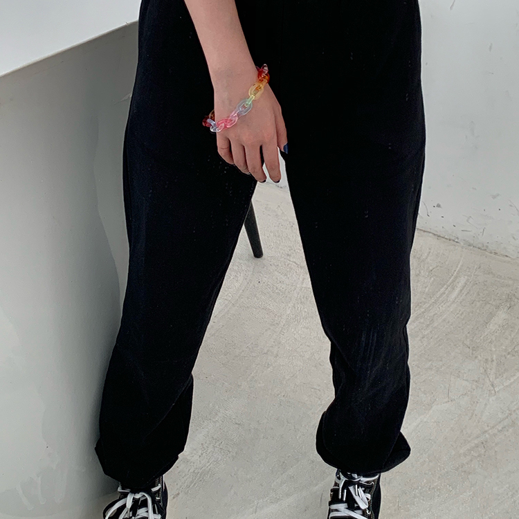 Vòng Tay Mặt Dây Xích Màu Cầu Vồng Phong Cách Harajuku Đường Phố