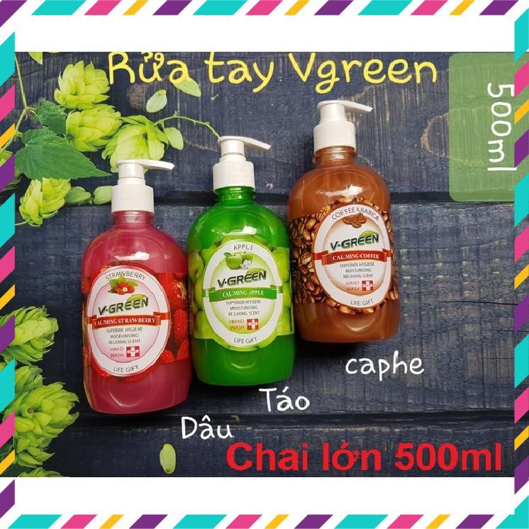 Nước rửa tay V-GREEN sát khuẩn chai lớn 500ml