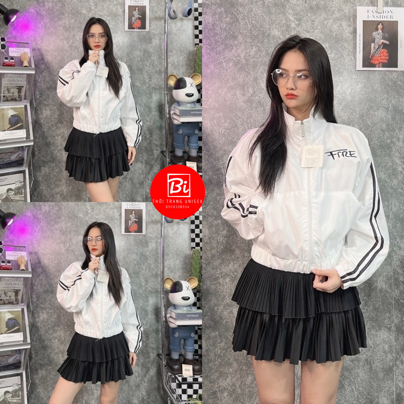 Áo Khoác Dù Nữ 2 Lớp Cổ Trụ Dáng Lửng Tay Cánh Dơi Phồng Form Rộng_Chất dù Miro Xịn Mang Mát Thoải Mái Không Bí Hơi_AK75