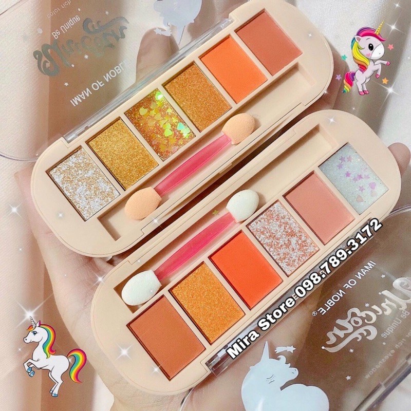 Phấn mắt nhũ kim tuyến 6 ô Iman Unicorn of Noble kèm chổi | BigBuy360 - bigbuy360.vn