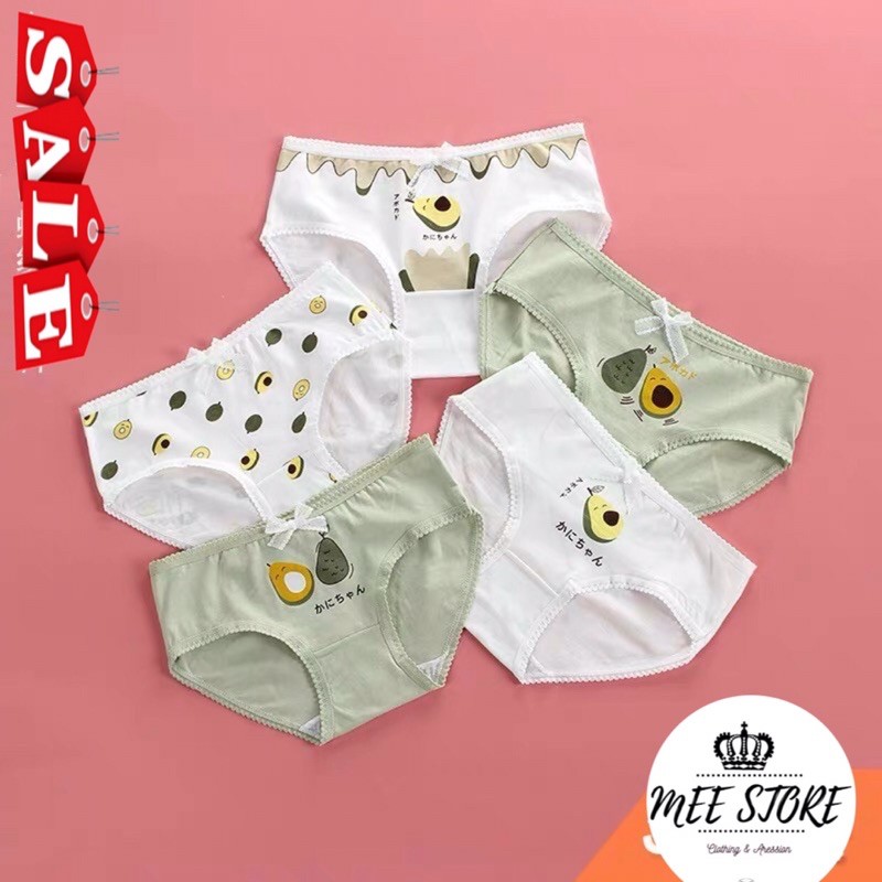 QUẦN LÓT NỮ 🦋 Quần lót Cotton In Hình Trái Bơ Siêu Xinh