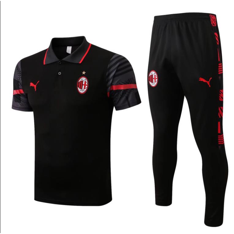 Áo Thun Đá Banh Màu Đen In Logo Đội Tuyển AC Milan 2022/2023 Thời Trang Cho Nam