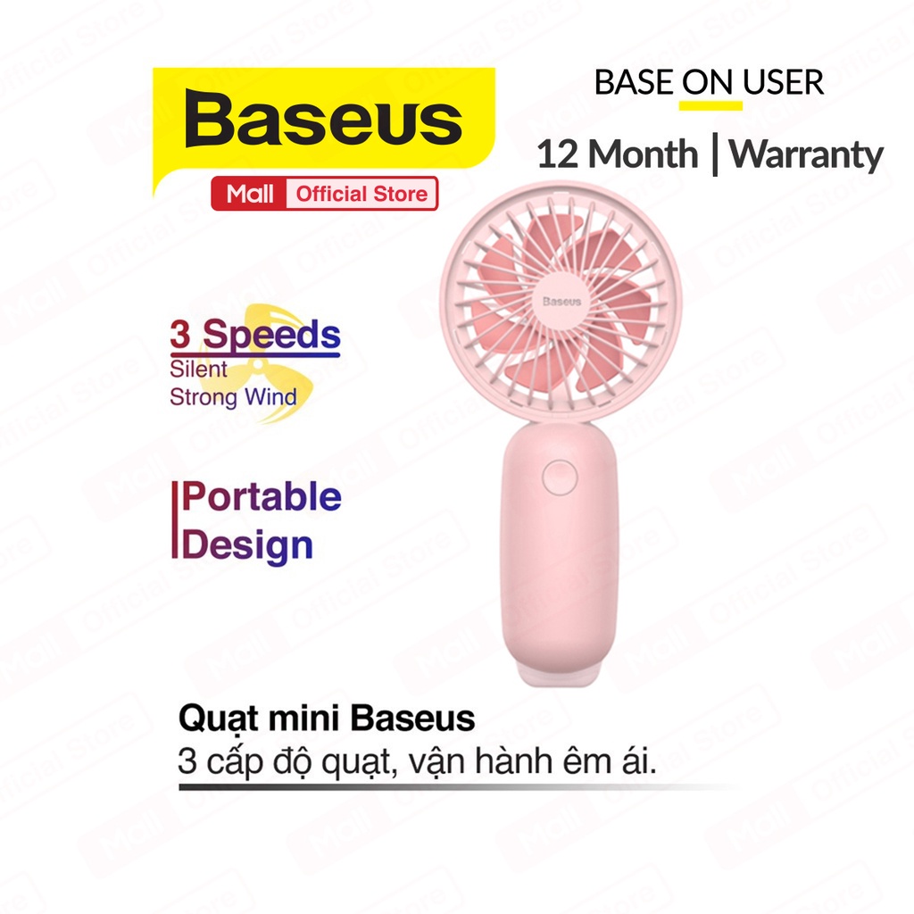 Quạt Mini cầm tay Baseus Firefly Mini Fan nhựa dẻo ABS cao cấp dung lượng pin 1500mAh đèn Led với 3 mức độ gió