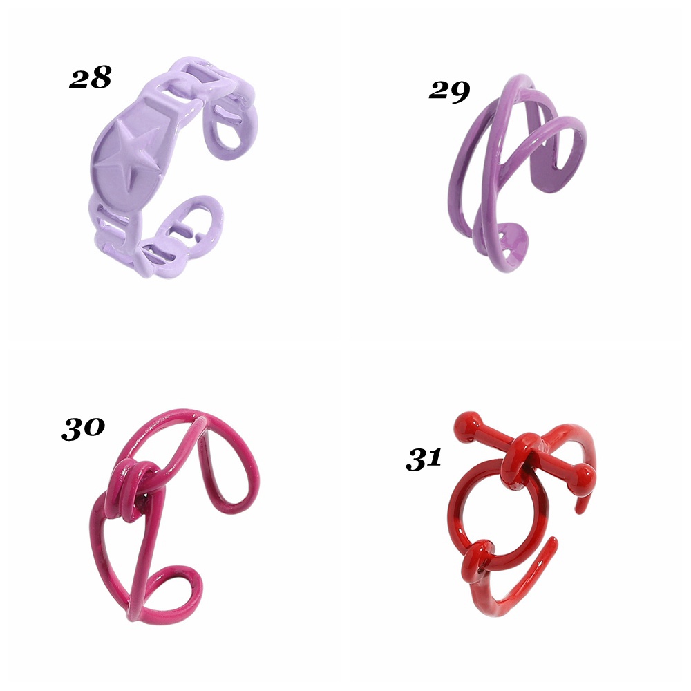 Nhẫn dạng hở họa tiết tranh sơn dầu nhiều màu sắc dễ thương dành cho nam và nữ