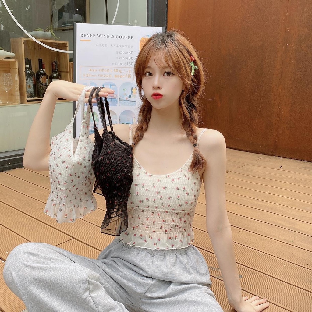 Áo bra hoa nhí xinh xắn chun lưng, mẫu mới nhất 2022 ms891