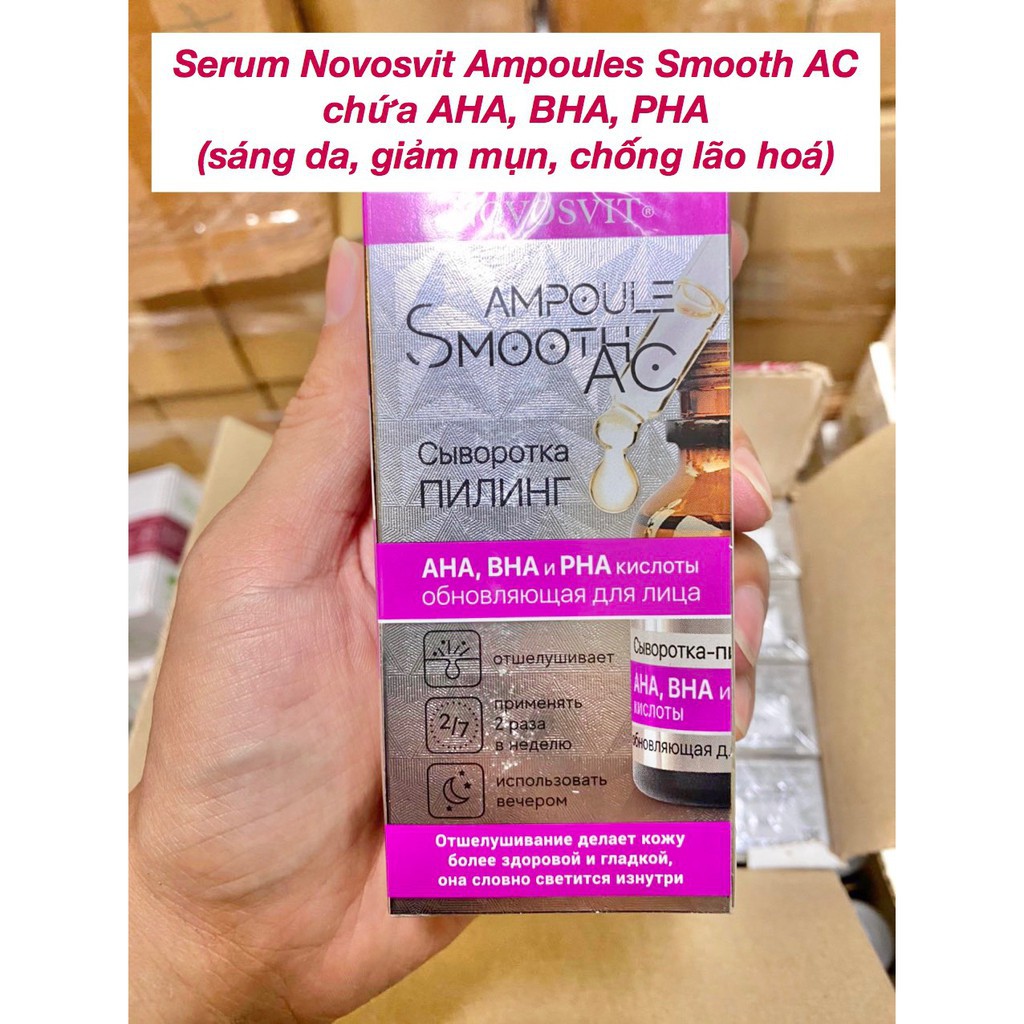 Serum Novosvit Ampoules Smooth AC chứa AHA, BHA, PHA (sáng da, giảm mụn, chống lão hóa)