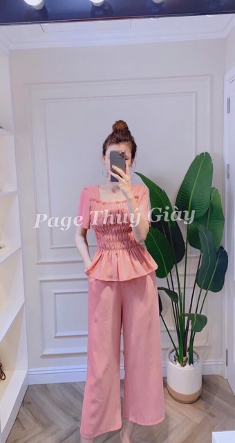 [ Mã FAMAYWA2 giảm 10K đơn 50K] Sét đồ bộ lửng ống rộng áo nhúm loe cổ vuông | BigBuy360 - bigbuy360.vn