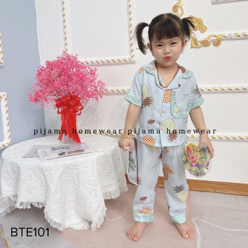 Bộ Pizama Mặc Nhà Quần dài Xinh Xắn Cho Bé Gái Lụa Mango Cao Cấp Size 32-40