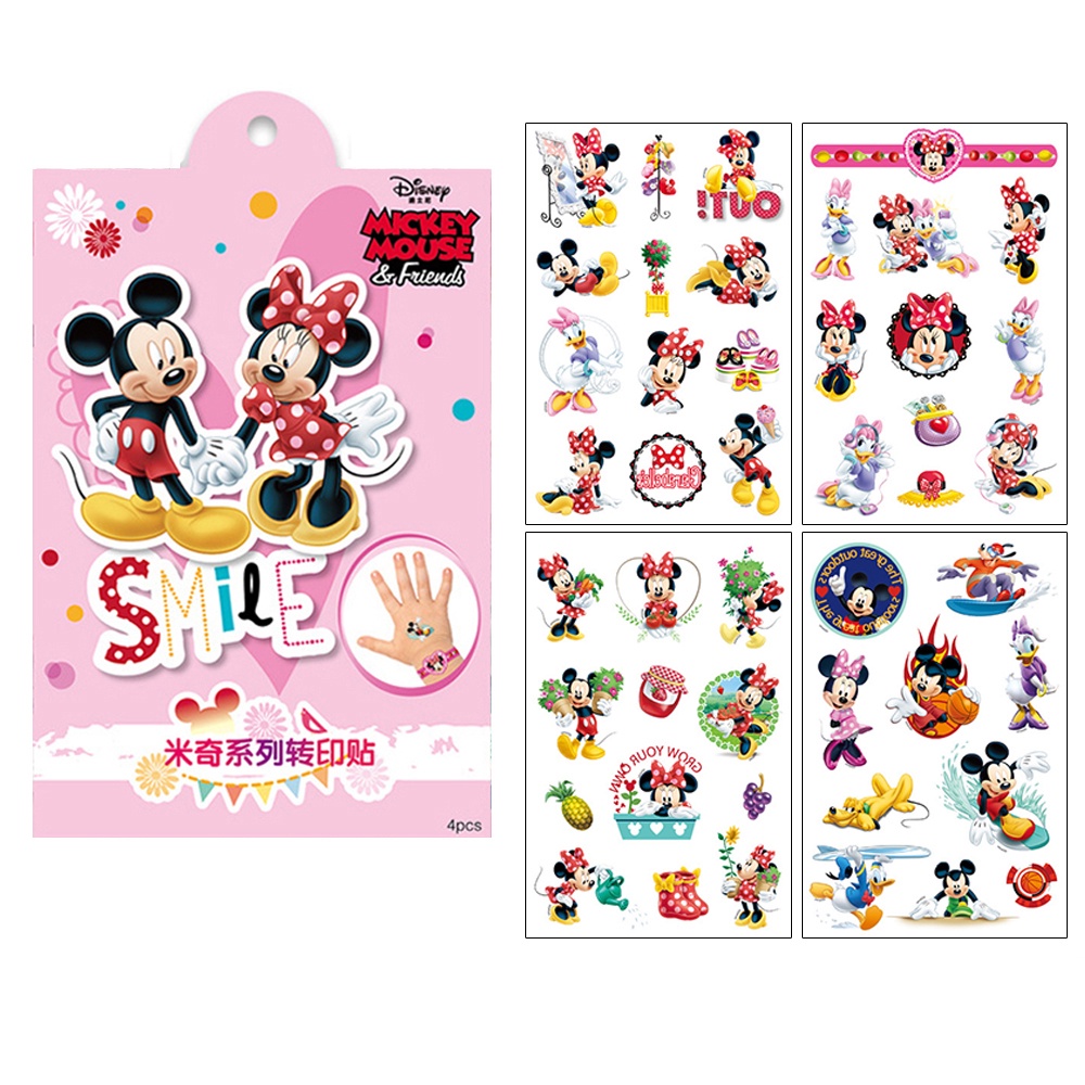 DISNEY Hình Xăm Dán Chống Nước Hình Chuột Mickey Minnie Và Kỳ Lân Đáng Yêu Cho Bé