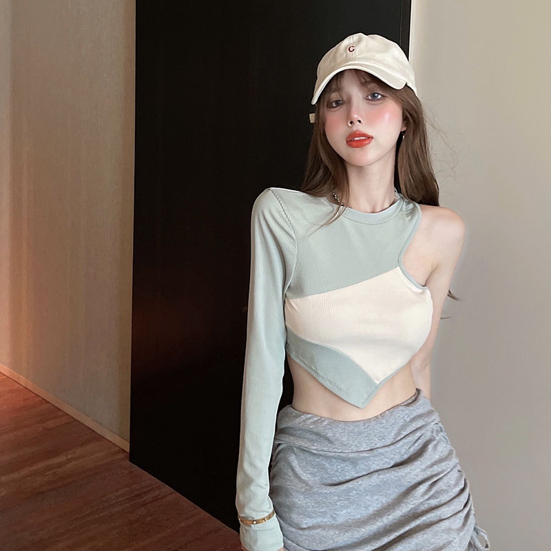 Mới Áo Kiểu Thiết Kế Không Đồng Đều Quyến Rũ Thời Trang Dành Cho Nữ