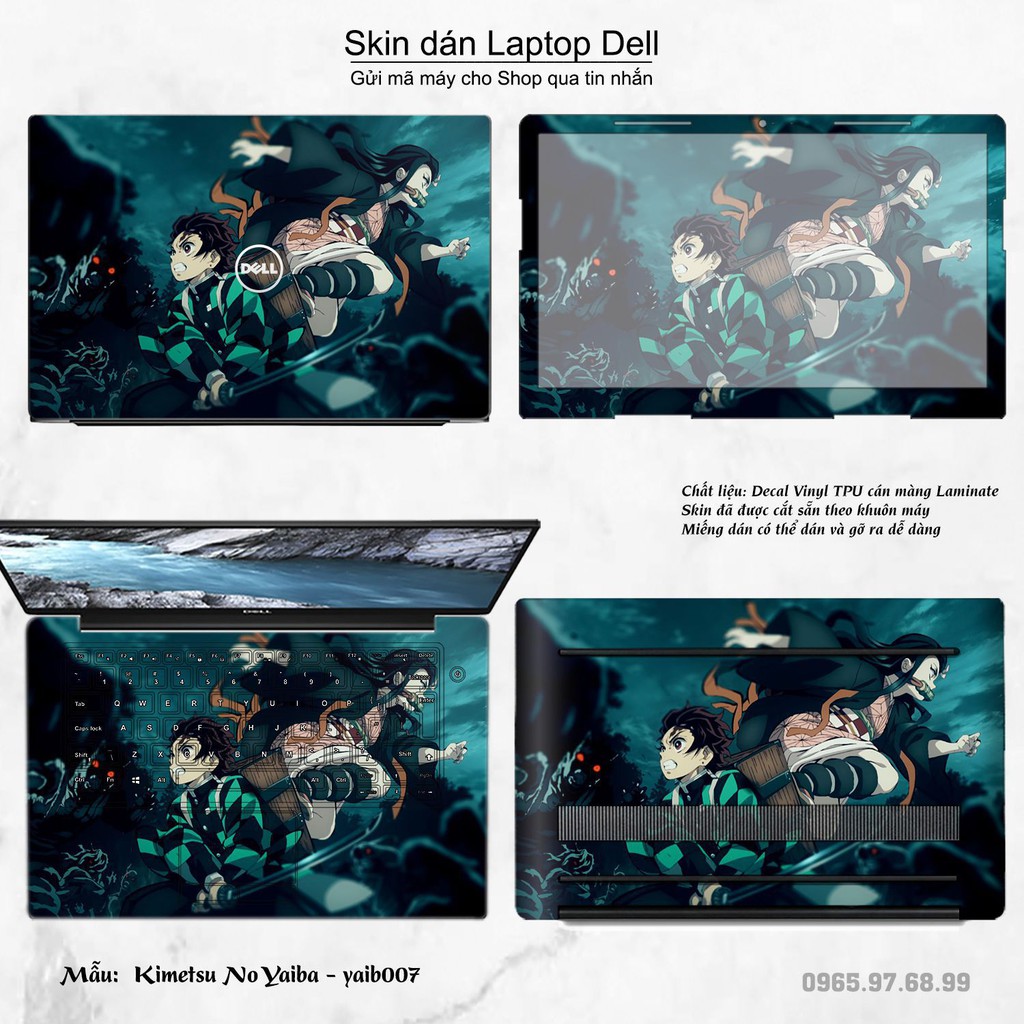 Skin dán Laptop Dell in hình Kimetsu No Yaiba (inbox mã máy cho Shop)
