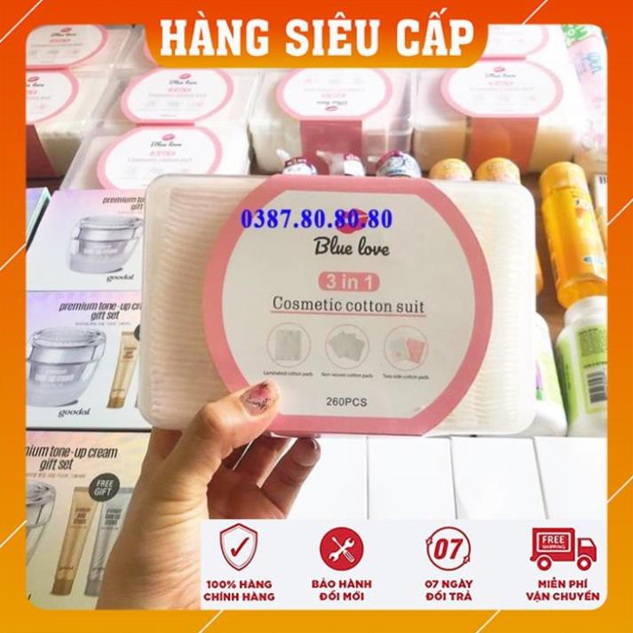 [FreeShip-HÀNG CAO CẤP] Bông tẩy trang cotton pads cao cấp siêu mềm mịn, chất dai/ Bông tẩy trang blue love 260 miếng