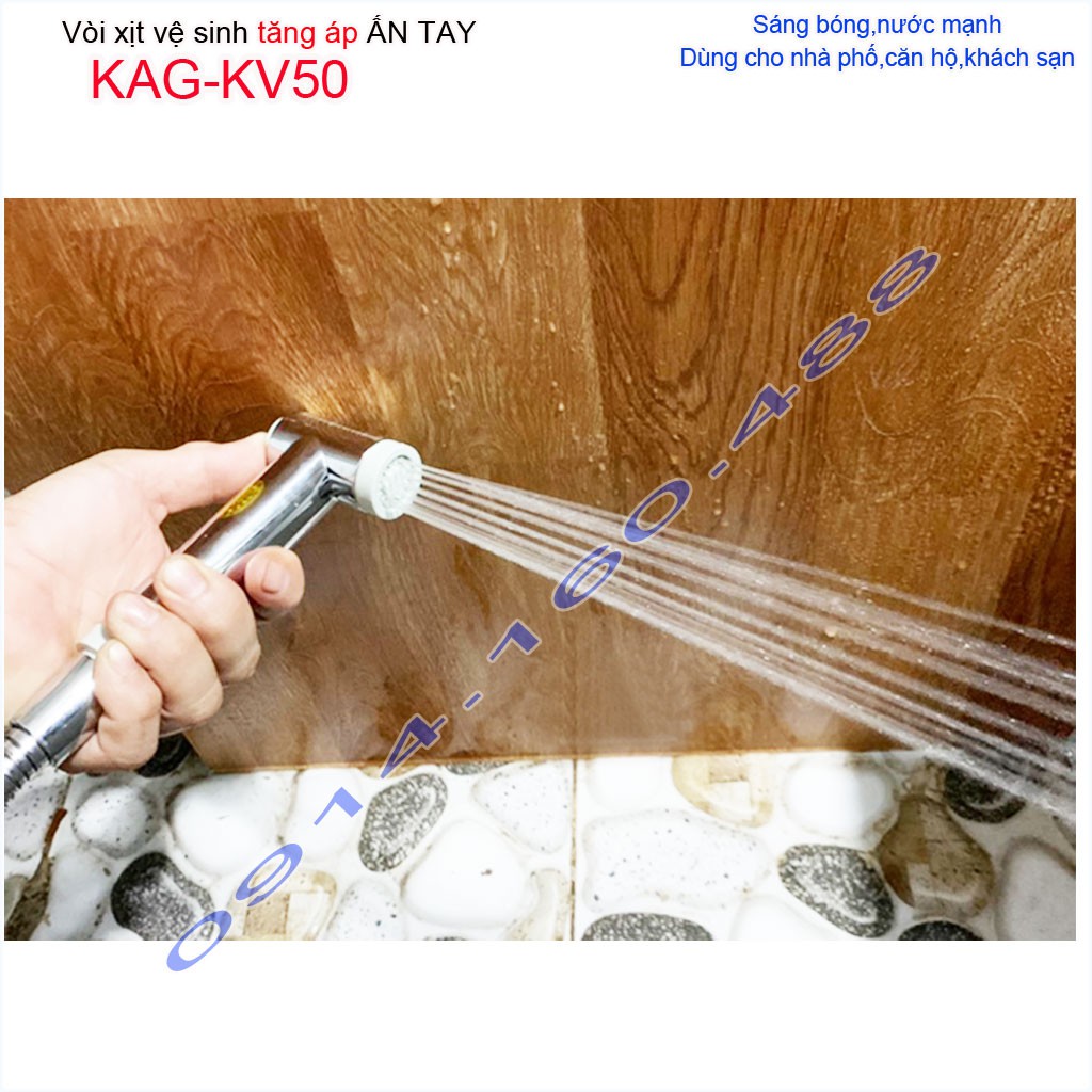 Vòi xịt vệ xinh ấn tay KAG-KV50, rửa vệ sinh chrome bóng hand spray nhấn êm tia nước mạnh sử dụng tốt